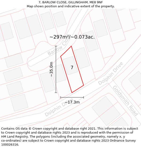 7, BARLOW CLOSE, GILLINGHAM, ME8 9NF: Plot and title map