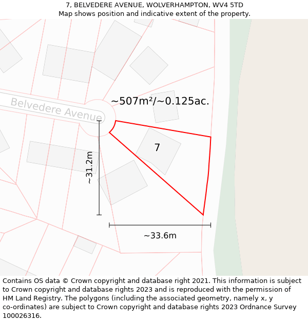 7, BELVEDERE AVENUE, WOLVERHAMPTON, WV4 5TD: Plot and title map