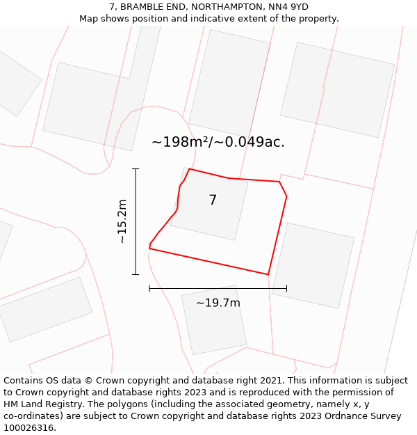 7, BRAMBLE END, NORTHAMPTON, NN4 9YD: Plot and title map