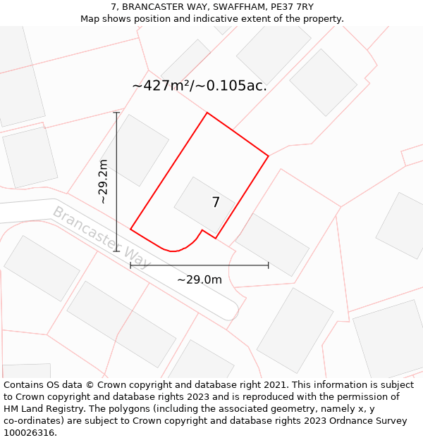 7, BRANCASTER WAY, SWAFFHAM, PE37 7RY: Plot and title map