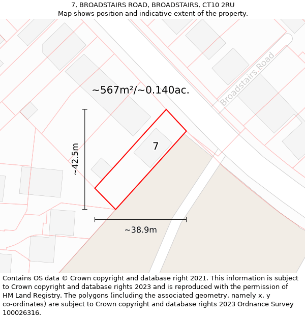 7, BROADSTAIRS ROAD, BROADSTAIRS, CT10 2RU: Plot and title map