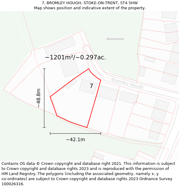 7, BROMLEY HOUGH, STOKE-ON-TRENT, ST4 5HW: Plot and title map