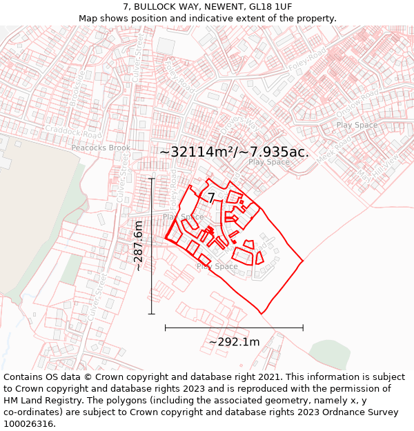 7, BULLOCK WAY, NEWENT, GL18 1UF: Plot and title map