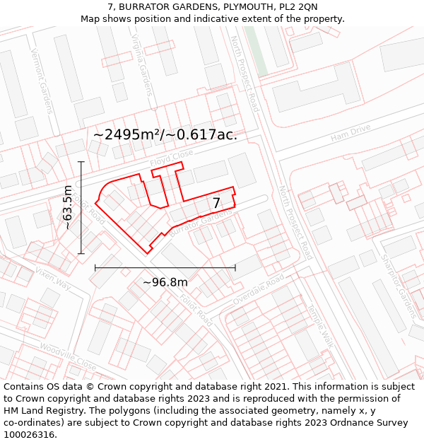 7, BURRATOR GARDENS, PLYMOUTH, PL2 2QN: Plot and title map