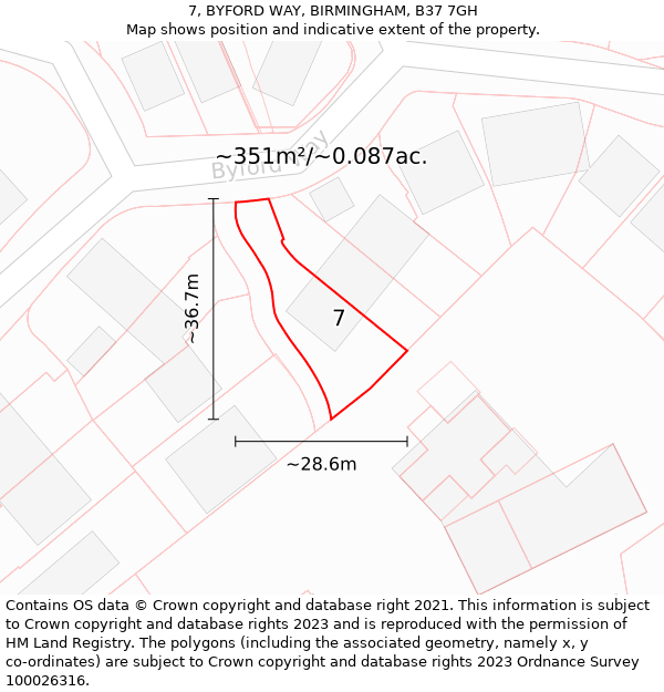 7, BYFORD WAY, BIRMINGHAM, B37 7GH: Plot and title map