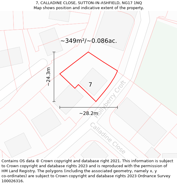 7, CALLADINE CLOSE, SUTTON-IN-ASHFIELD, NG17 1NQ: Plot and title map