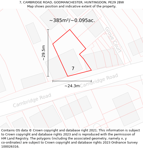 7, CAMBRIDGE ROAD, GODMANCHESTER, HUNTINGDON, PE29 2BW: Plot and title map