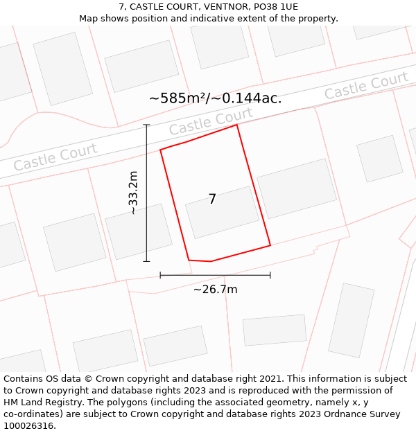 7, CASTLE COURT, VENTNOR, PO38 1UE: Plot and title map