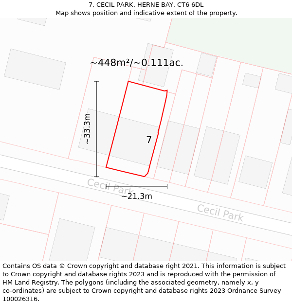 7, CECIL PARK, HERNE BAY, CT6 6DL: Plot and title map