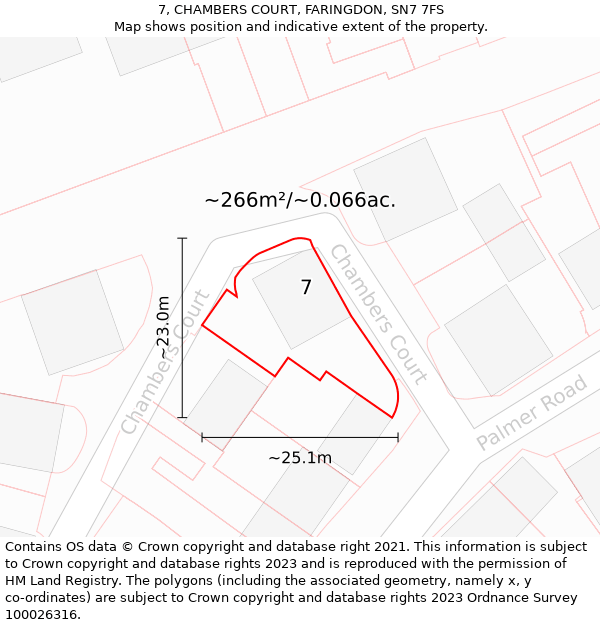 7, CHAMBERS COURT, FARINGDON, SN7 7FS: Plot and title map