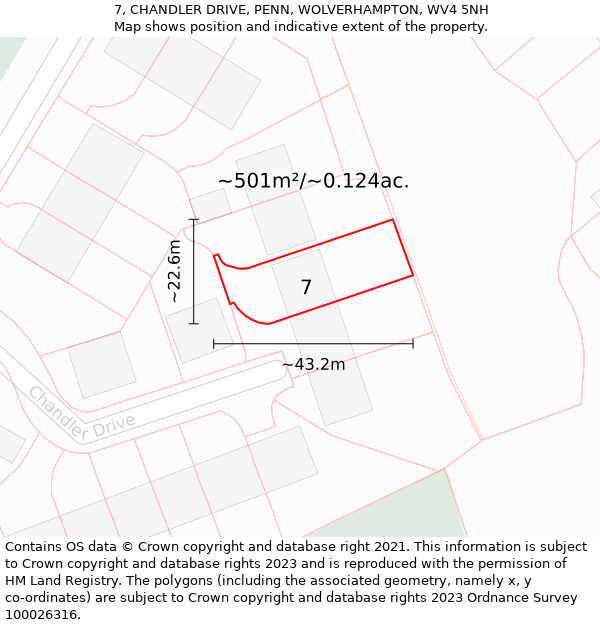 7, CHANDLER DRIVE, PENN, WOLVERHAMPTON, WV4 5NH: Plot and title map