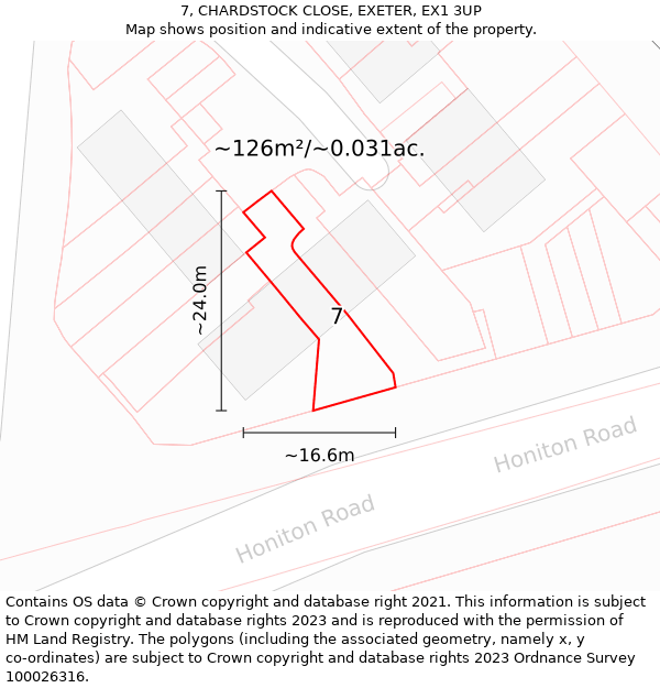 7, CHARDSTOCK CLOSE, EXETER, EX1 3UP: Plot and title map