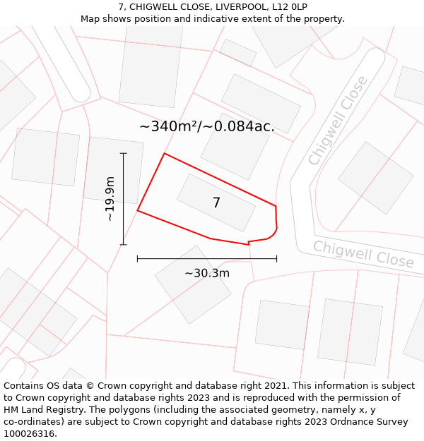 7, CHIGWELL CLOSE, LIVERPOOL, L12 0LP: Plot and title map