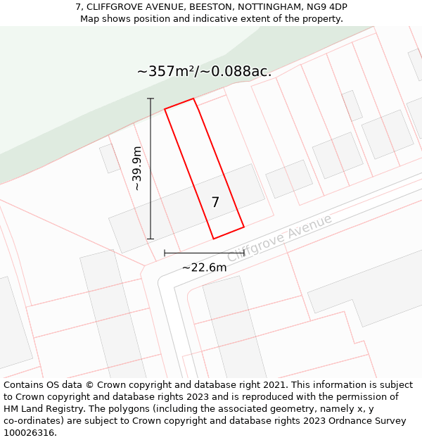 7, CLIFFGROVE AVENUE, BEESTON, NOTTINGHAM, NG9 4DP: Plot and title map