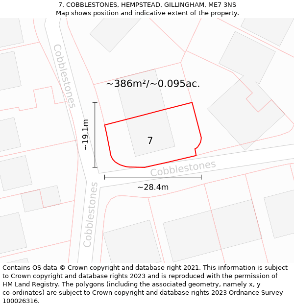 7, COBBLESTONES, HEMPSTEAD, GILLINGHAM, ME7 3NS: Plot and title map