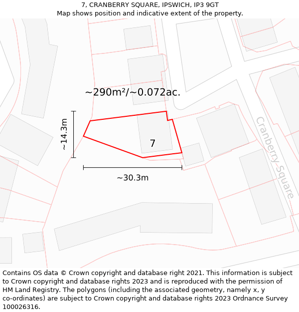 7, CRANBERRY SQUARE, IPSWICH, IP3 9GT: Plot and title map
