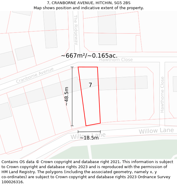 7, CRANBORNE AVENUE, HITCHIN, SG5 2BS: Plot and title map