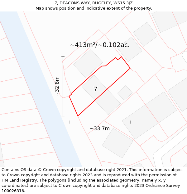 7, DEACONS WAY, RUGELEY, WS15 3JZ: Plot and title map