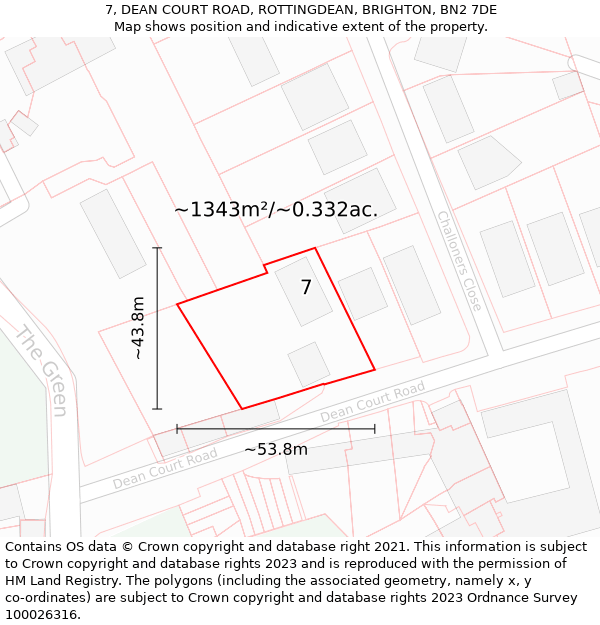 7, DEAN COURT ROAD, ROTTINGDEAN, BRIGHTON, BN2 7DE: Plot and title map