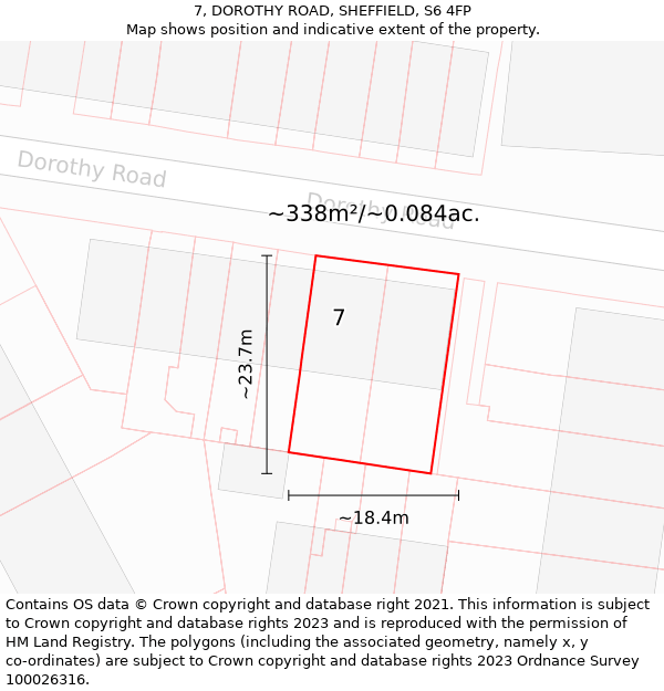 7, DOROTHY ROAD, SHEFFIELD, S6 4FP: Plot and title map