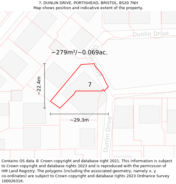 7, DUNLIN DRIVE, PORTISHEAD, BRISTOL, BS20 7NH: Plot and title map