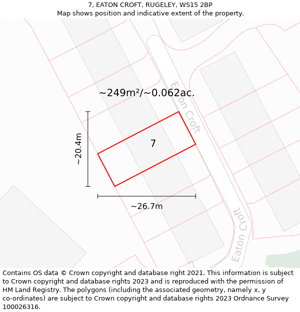 7, EATON CROFT, RUGELEY, WS15 2BP: Plot and title map