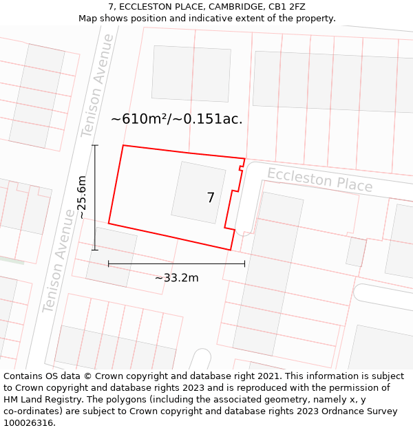 7, ECCLESTON PLACE, CAMBRIDGE, CB1 2FZ: Plot and title map