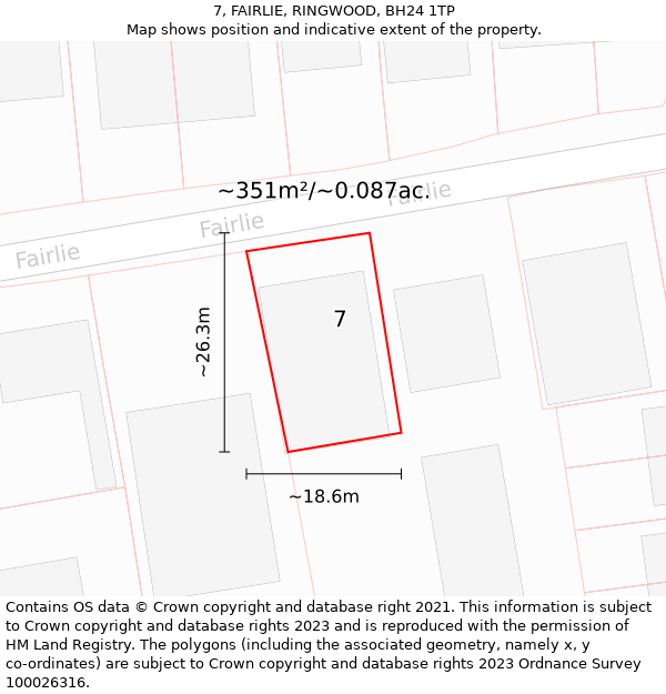 7, FAIRLIE, RINGWOOD, BH24 1TP: Plot and title map