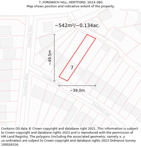 7, FORDWICH HILL, HERTFORD, SG14 2BG: Plot and title map