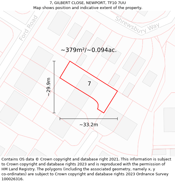 7, GILBERT CLOSE, NEWPORT, TF10 7UU: Plot and title map