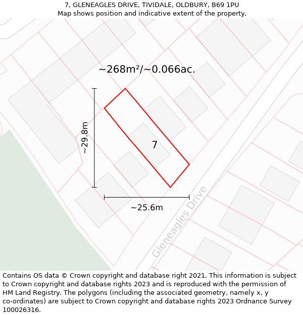 7, GLENEAGLES DRIVE, TIVIDALE, OLDBURY, B69 1PU: Plot and title map