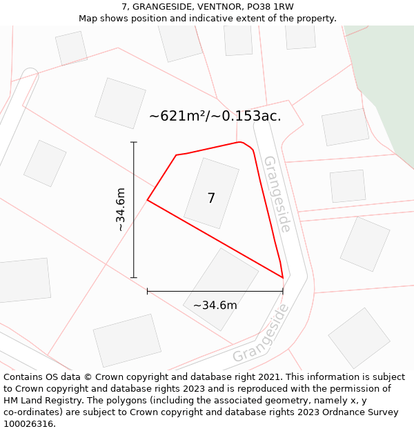7, GRANGESIDE, VENTNOR, PO38 1RW: Plot and title map