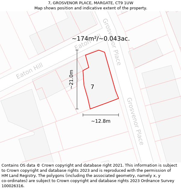 7, GROSVENOR PLACE, MARGATE, CT9 1UW: Plot and title map