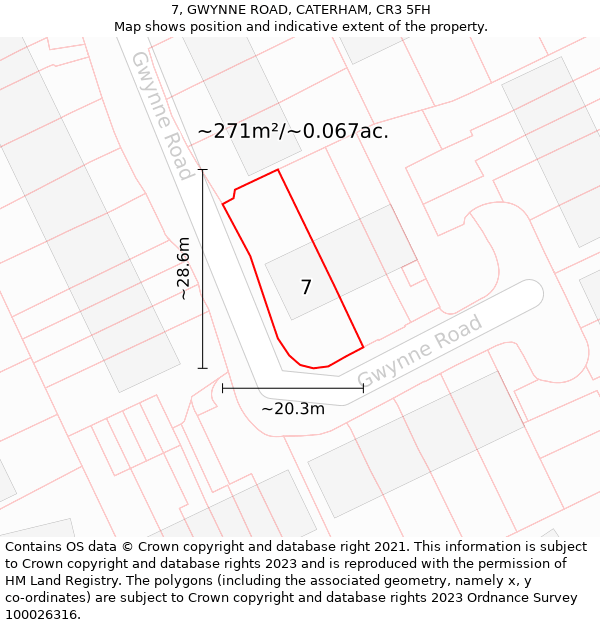 7, GWYNNE ROAD, CATERHAM, CR3 5FH: Plot and title map