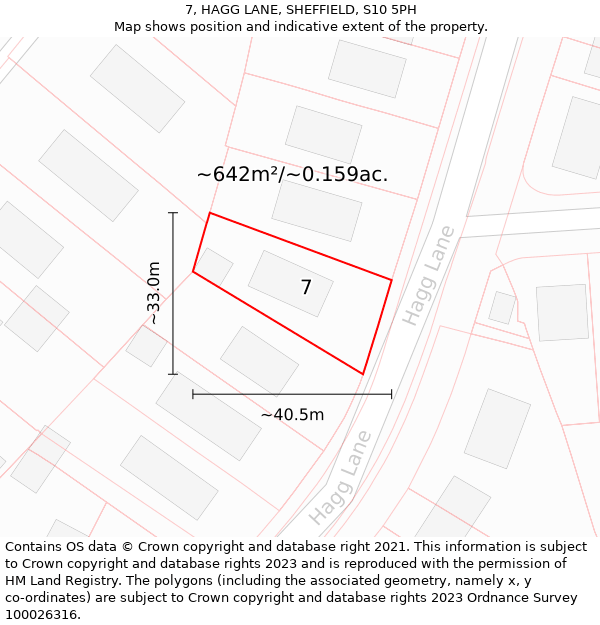 7, HAGG LANE, SHEFFIELD, S10 5PH: Plot and title map