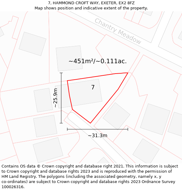 7, HAMMOND CROFT WAY, EXETER, EX2 8FZ: Plot and title map