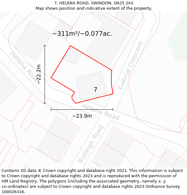 7, HELENA ROAD, SWINDON, SN25 2AS: Plot and title map