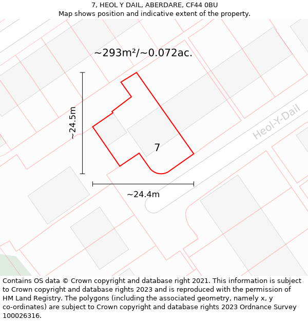 7, HEOL Y DAIL, ABERDARE, CF44 0BU: Plot and title map