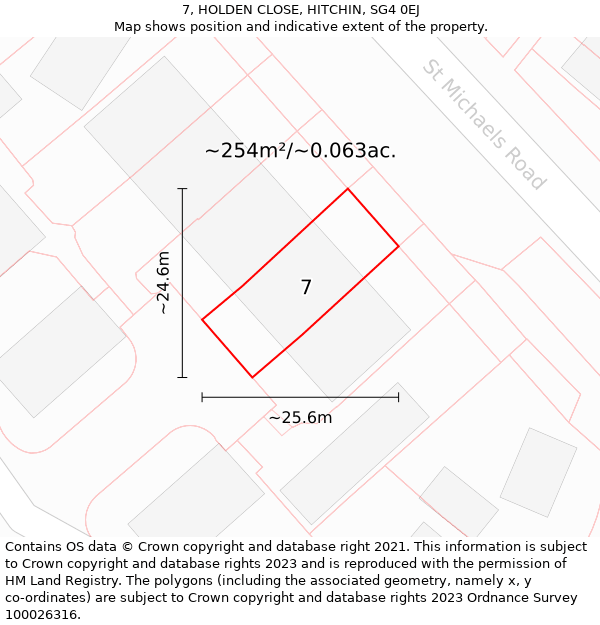 7, HOLDEN CLOSE, HITCHIN, SG4 0EJ: Plot and title map