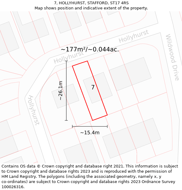 7, HOLLYHURST, STAFFORD, ST17 4RS: Plot and title map