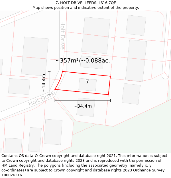 7, HOLT DRIVE, LEEDS, LS16 7QE: Plot and title map