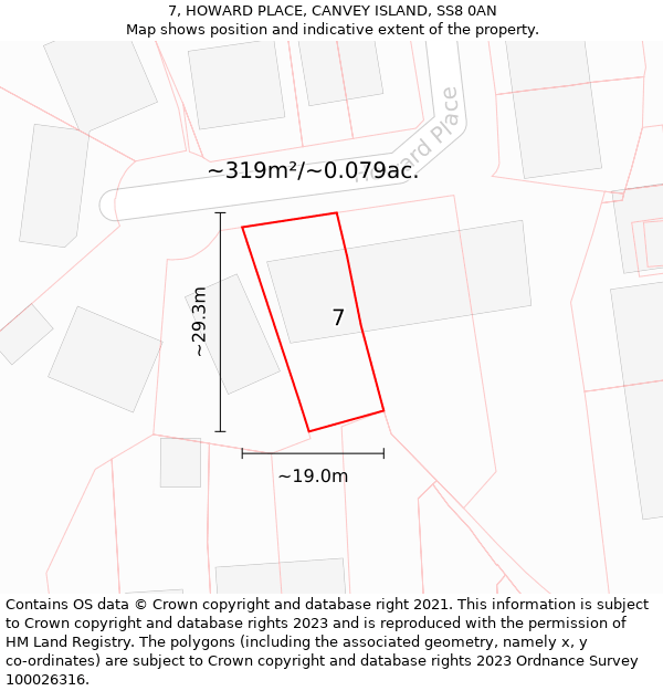 7, HOWARD PLACE, CANVEY ISLAND, SS8 0AN: Plot and title map