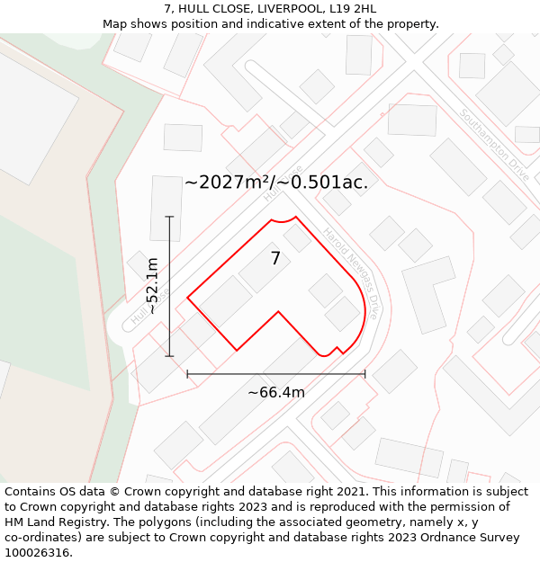 7, HULL CLOSE, LIVERPOOL, L19 2HL: Plot and title map