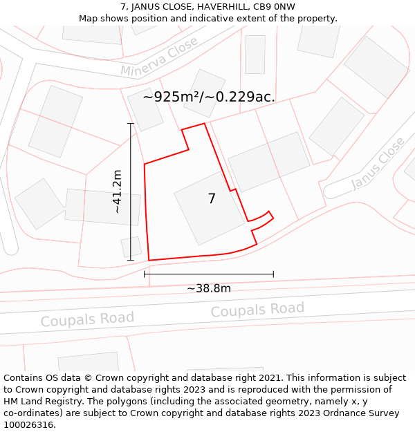 7, JANUS CLOSE, HAVERHILL, CB9 0NW: Plot and title map