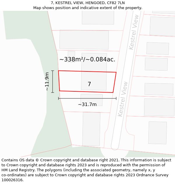 7, KESTREL VIEW, HENGOED, CF82 7LN: Plot and title map