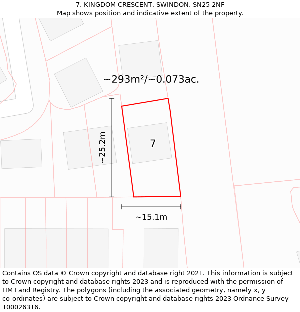 7, KINGDOM CRESCENT, SWINDON, SN25 2NF: Plot and title map