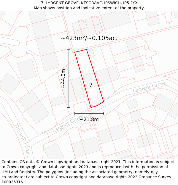 7, LARGENT GROVE, KESGRAVE, IPSWICH, IP5 2YX: Plot and title map