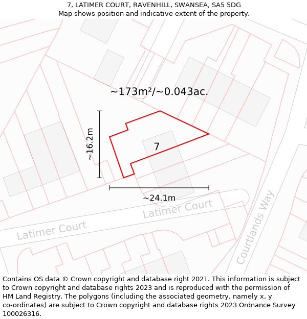 7, LATIMER COURT, RAVENHILL, SWANSEA, SA5 5DG: Plot and title map