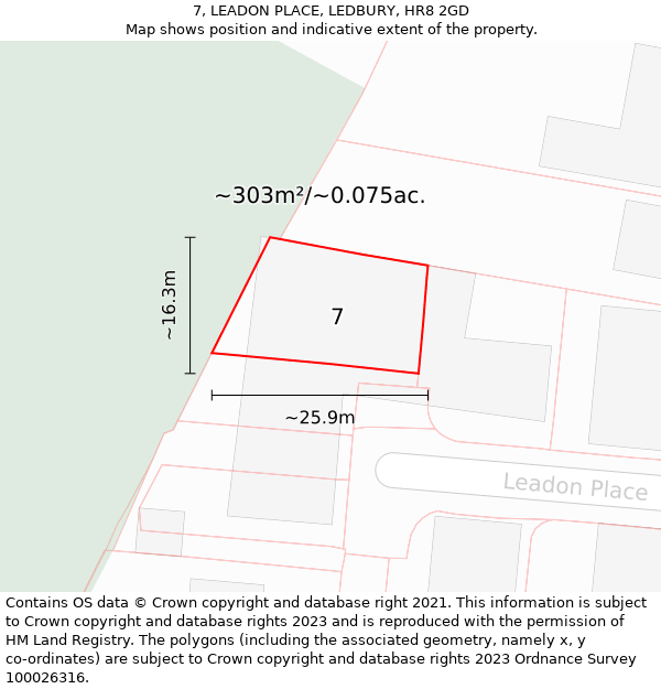 7, LEADON PLACE, LEDBURY, HR8 2GD: Plot and title map