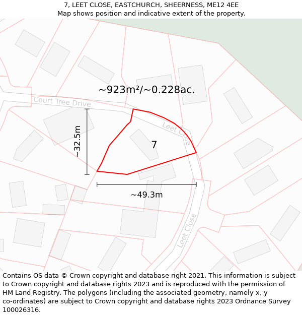 7, LEET CLOSE, EASTCHURCH, SHEERNESS, ME12 4EE: Plot and title map